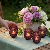 Product Berry Glass Tealight Holder, Decorative, Ø9cm, H9.5cm, 4 Pieces