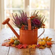 Product Metal decorative watering can in country style, orange-brown, 26cm, 5L - Versatile use as a planter &amp; decorative can