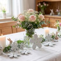 Product Scatter decoration wooden table decoration white flowers Ø2cm–6cm 20 pcs