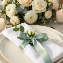 Product Decorative ribbon taffeta ribbon gift ribbon green sage 25mm 50m