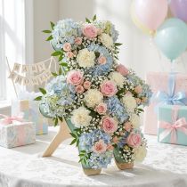 Product Floral foam teddy bear figure with stand, 48.5cm x 42cm, H5cm, 1 piece