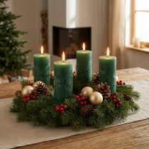Product Solid-colored candles, dark green, 50x100mm, 4 pieces