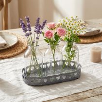Product Bottle decoration glass mini vases tray metal round Ø11.5cm