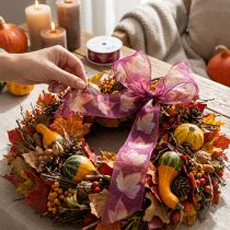Product Gift ribbon maple leaves purple ribbon autumn 40mm 15m