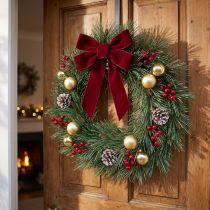 Product Artificial wreath of pine branches with small cones, 40cm