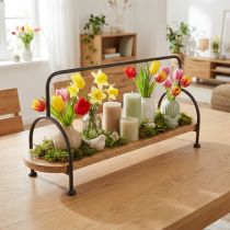 Product Oval wooden tray, elongated, decorative tray with handle, 49×18×26cm