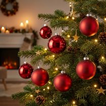 Product Christmas tree ball, tree decorations, Christmas ball red H8.5cm Ø7.5cm real glass 12pcs