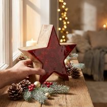 Product Wooden star natural red star decoration made of mango wood Ø24x10cm