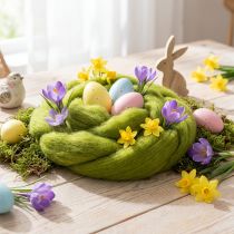 Product Wool wick Soft felted wool for decorative designs and seasonal arrangements 2m Green