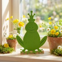 Product Frog King felt wood green 20cm x 27.5cm summer decoration