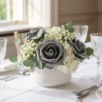 Product Foam Rose Ø7.5cm Grey 18 pcs