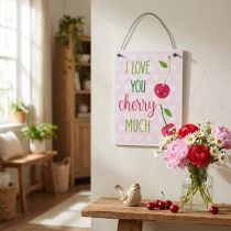 Product Hanging sign "Cherry" 17cm x 12cm 4pcs - Decorative sign with a fruity declaration of love