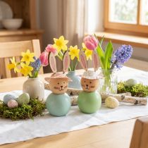 Product Wooden Easter Bunny Figurines, Easter Table Decoration, Cute Bunny Figurines, Spring Decoration, 9cm, 8 Pieces