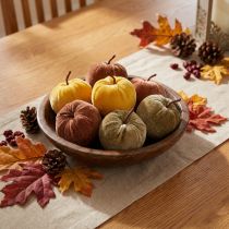 Product Decorative apples fabric apple velvet brown yellow Ø5cm H6cm 12 pcs