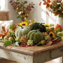 Product Autumn decoration pumpkin, light green, green, dark green, Ø13cm, 3 pieces