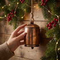 Product Vintage bell copper metal bell deco hanger Ø13.5cm 49cm