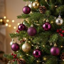 Product Mini Christmas Balls Purple Plastic Ø3cm H3.5cm 14 pcs