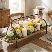 Product Decorative oval wooden tray with handle, 70cm