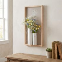 Product Wooden wall art decoration with ceramic vases H35cm country style