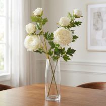 Product Artificial Peonies with 3 Flowers White Cream 81cm 2pcs