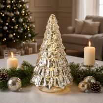 Product Mini Christmas tree with LED lights, silver and gold, 28cm
