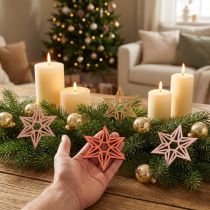 Product Wooden stars Christmas decoration wooden stars orange 8cm 16 pcs