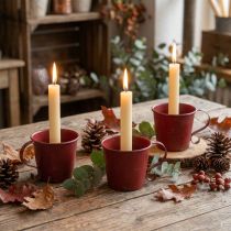 Product Candle holder vintage cup decoration wine red Ø9.5cm H8cm 3pcs