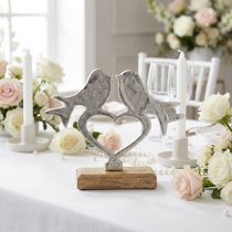 Product Heart decoration to stand with bird decoration wedding 16.5×19.5cm