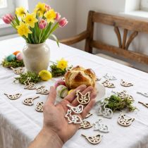 Product Scatter decoration rabbits, chickens and birds wooden Easter decoration for scattering 72 pcs