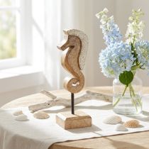 Product Mango wood decoration seahorse with pearls table decoration maritime 20cm