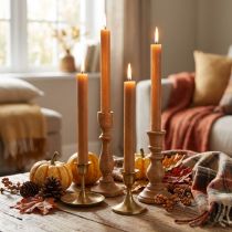 Product Solid colored taper candles, caramel, 22×240mm, 12 pieces