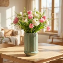 Product Ceramic vase with grooves Ceramic vase light green Ø13cm H20cm