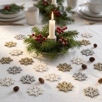Product Snowflakes wood glitter mix Ø2cm 144p
