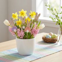 Product Flower Stick Colorful Bunny Wooden Decoration Easter 6cm 12 pcs