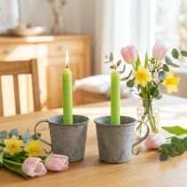 Product Candle holder vintage cup metal grey Ø7cm H6cm 2pcs