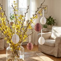 Product Easter Eggs for Hanging Honeycomb Eggs White Orange 8cm 6 Pcs