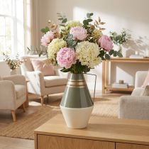 Product Nostalgic metal vase with handle in vintage look - Cream/Grey/Gold Ø19cm H31cm