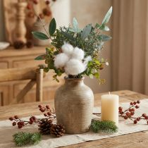 Product Artificial flower bouquet, green and white, winter decoration, 33cm, artificial