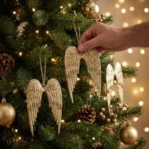 Product Angel Wings Decoration Pendant Christmas Golden 14.5×9cm 4 pcs