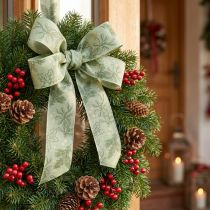 Product Gift ribbon holly and mistletoe 40mm 15m