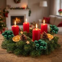 Product Mini Christmas balls on wire Ø25mm glass green 140p