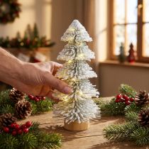 Product Mini Christmas tree illuminated LED fir with snow 28cm
