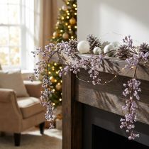 Product Decorative Hanging Berry Branch White Purple Winter Frost 130cm