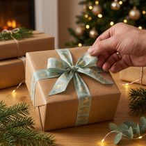 Product Gift ribbon with reindeer and Christmas trees, 40mm x 18m
