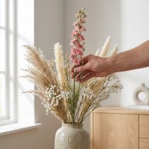 Product Dried (artificial) Delphinium pink larkspur, decorative flower vase 64cm 25g