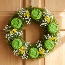 Product Felt rose green Ø6.5cm 9pcs