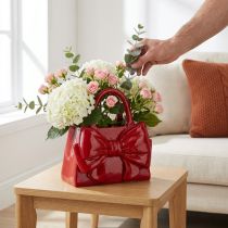 Product Decorative handbag vase with bow, glossy, 22cm