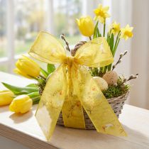 Product Organza ribbon with chick gift ribbon yellow 25mm 20m