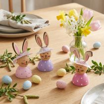Product Easter bunny table decoration for spring, decorative bunnies with hats, 7cm, 9 pieces