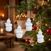 Product Snowman white with mica as a hanger 4.5cm 12pcs